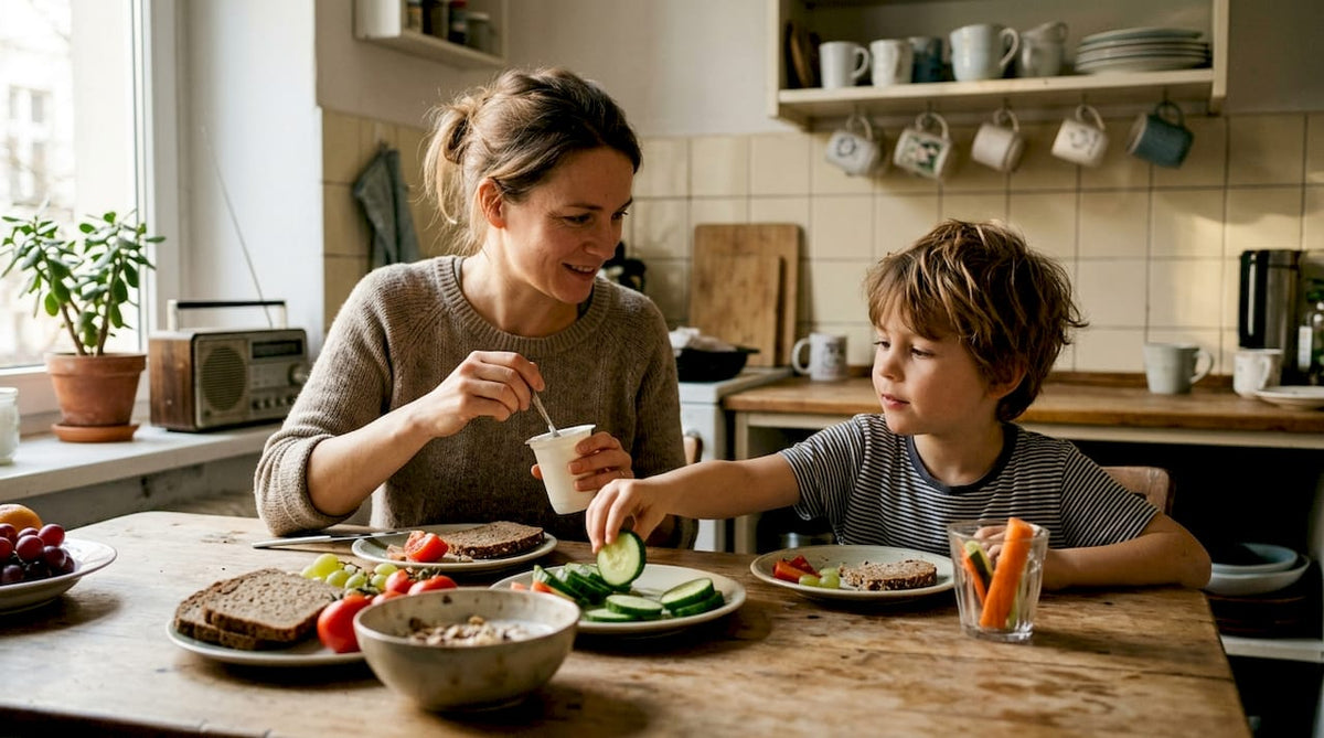 Gemeinsames Frühstück mit der Familie – gesund und entspannt am heimischen Küchentisch.