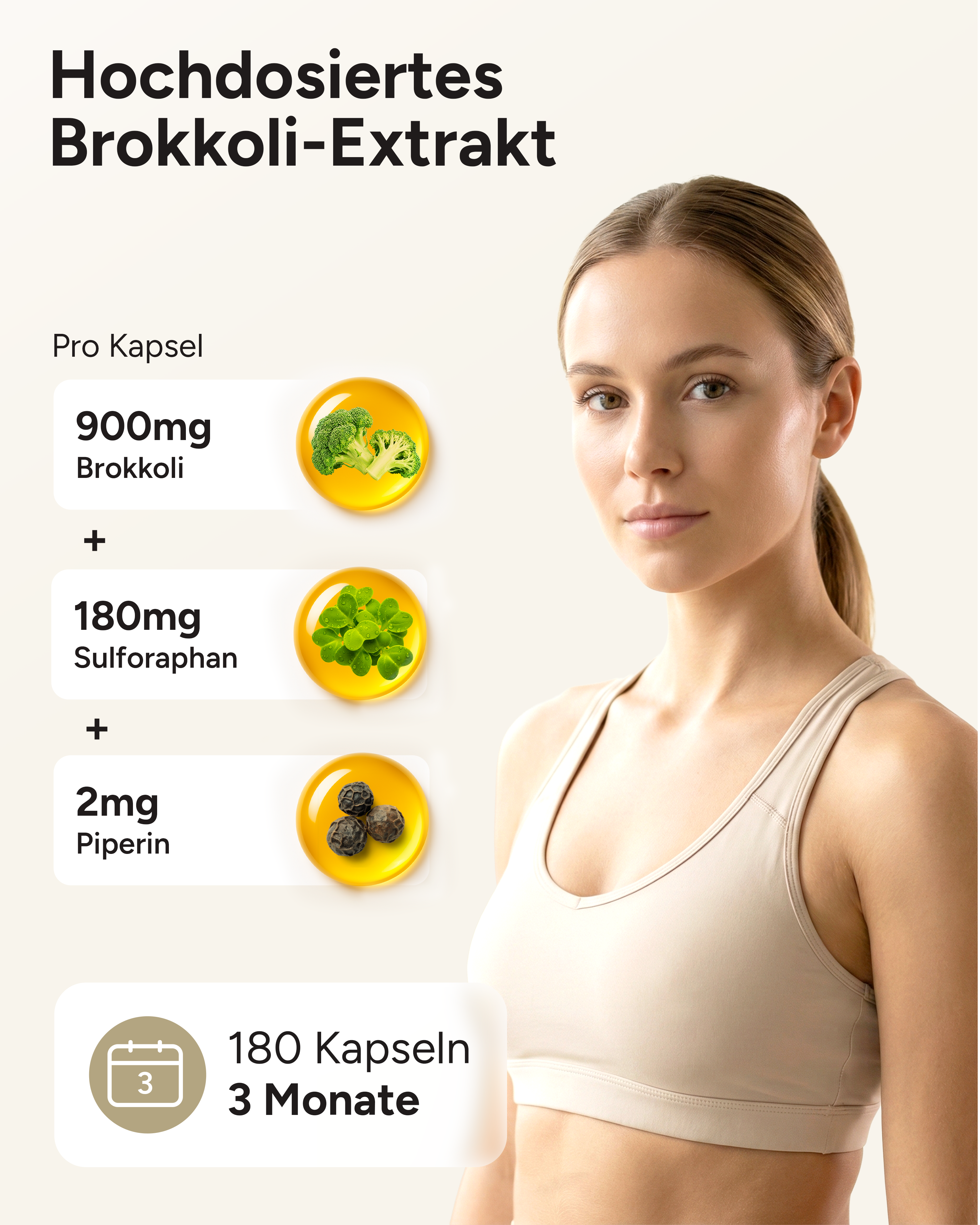 Brokkoli-Extrakt - mit 90mg Sulforaphan pro Kapsel