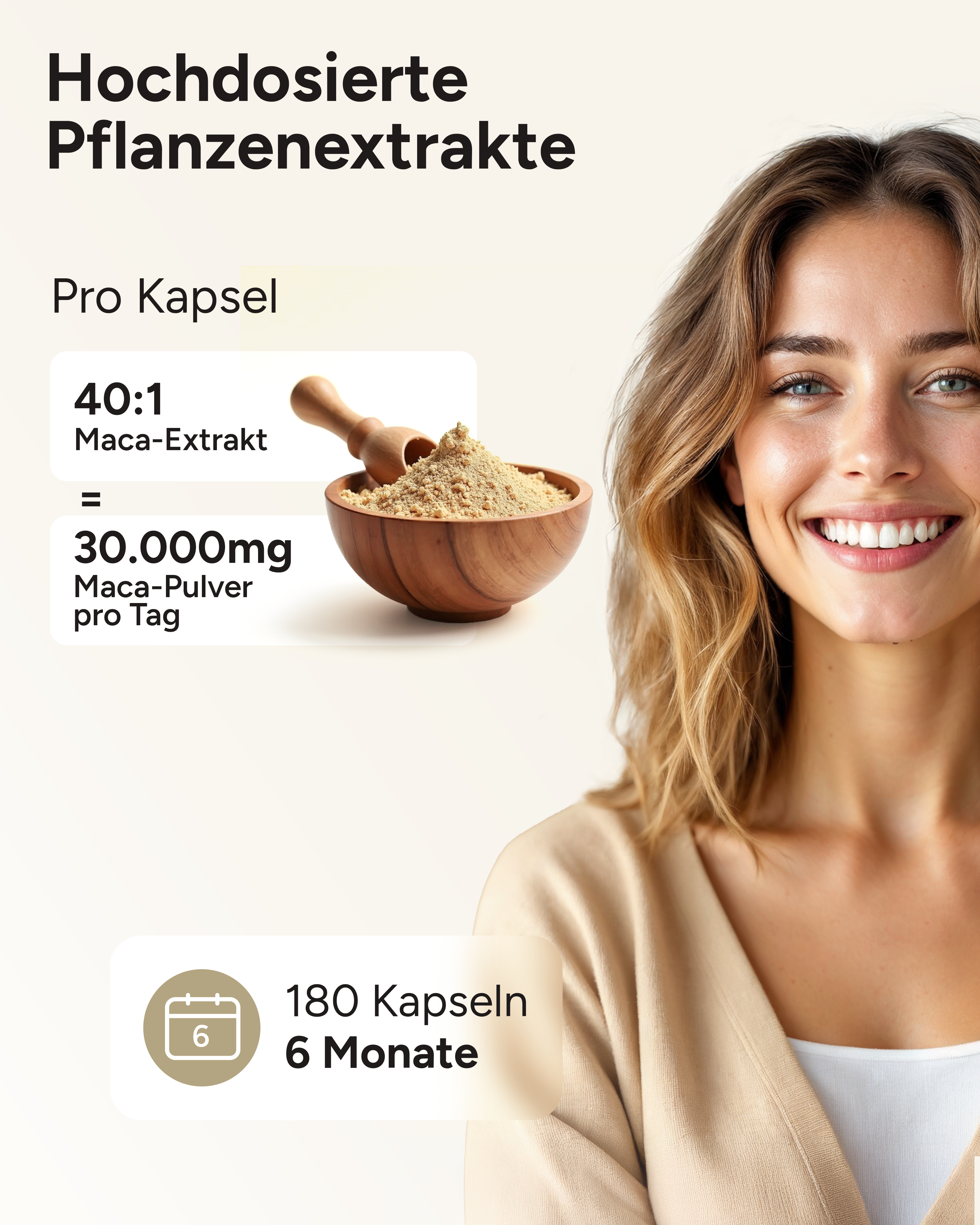 Maca 30.000 - 750mg Maca 40:1 Extrakt pro Kapsel