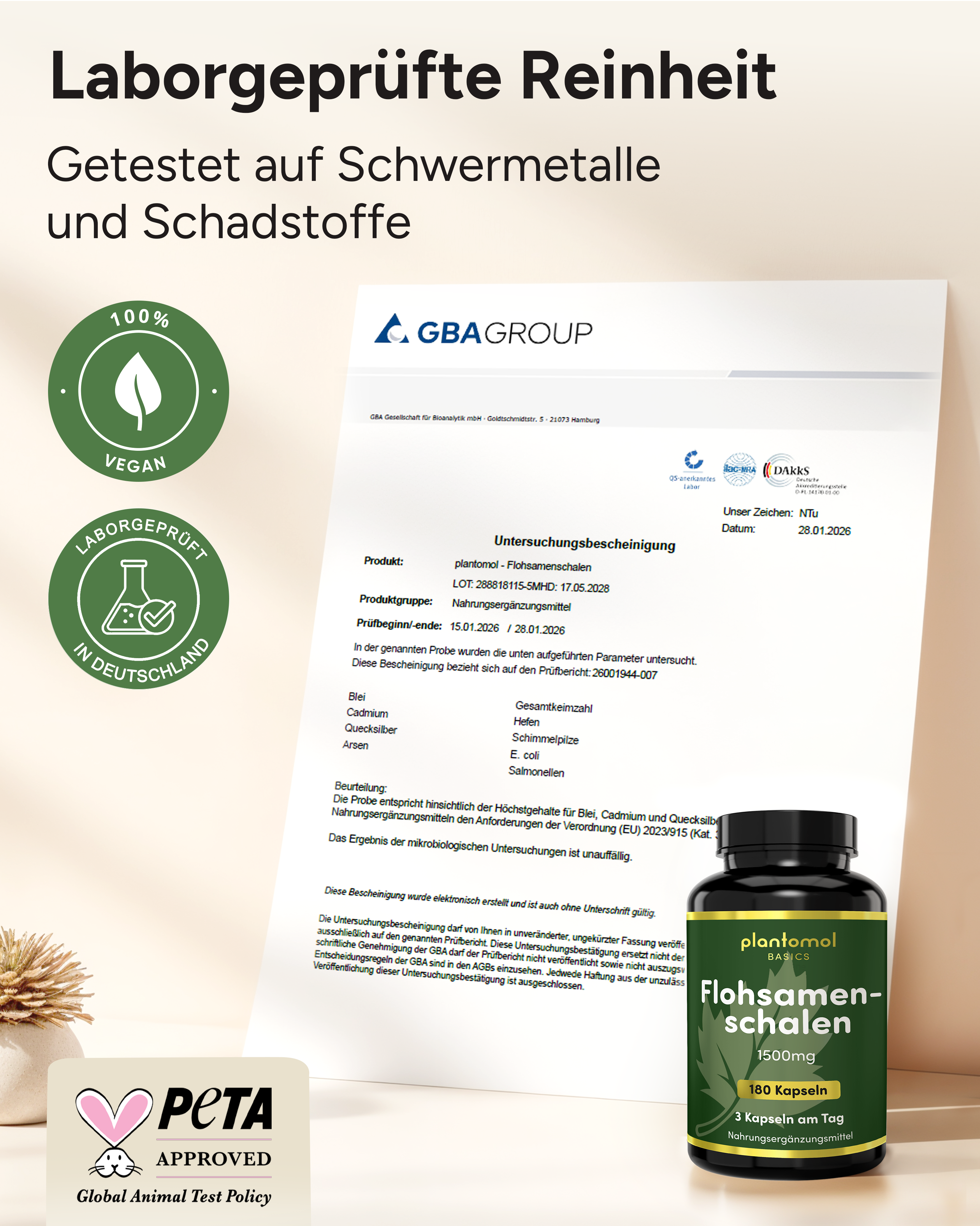 Flohsamenschalen - 1500mg pro Tag