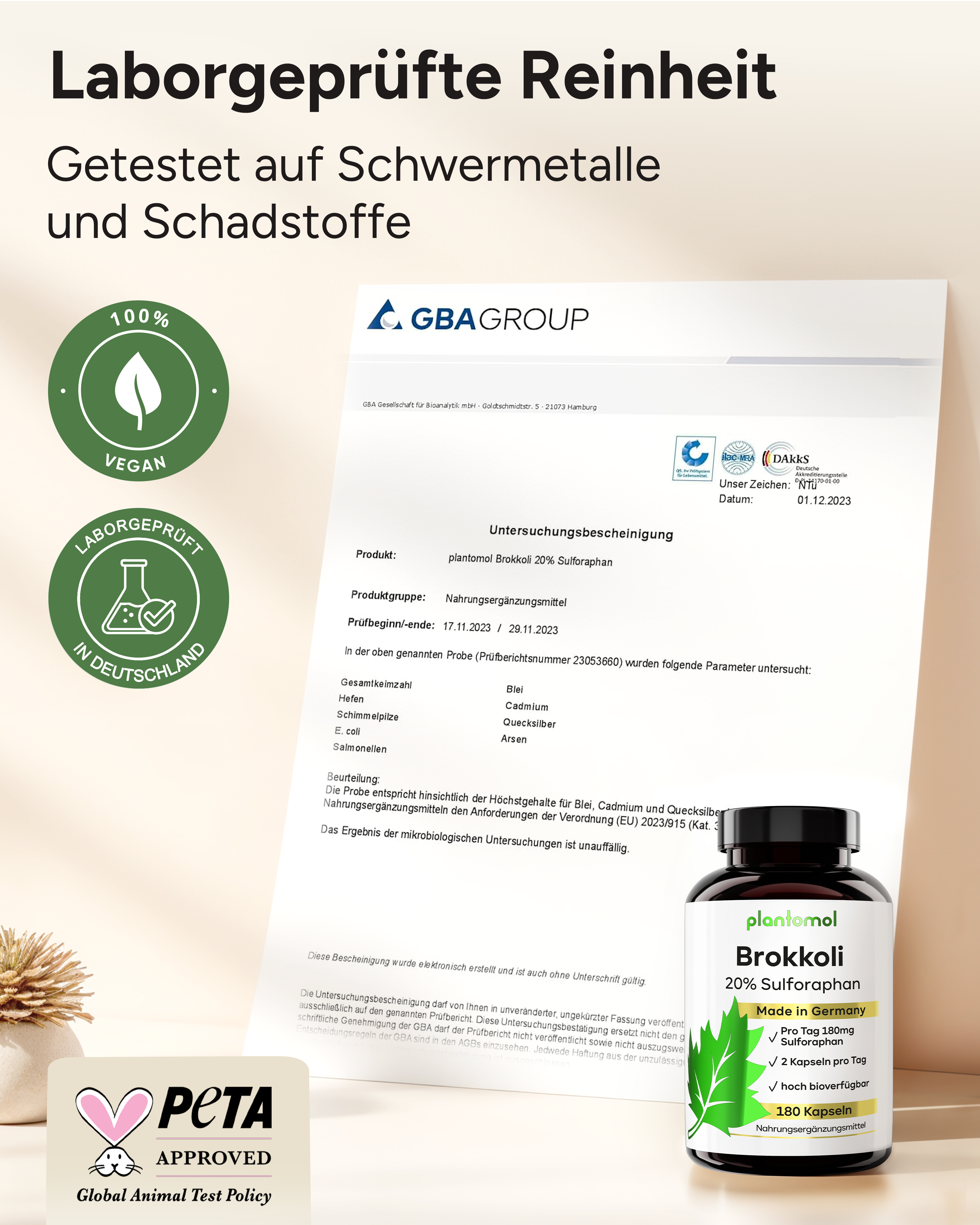 Brokkoli-Extrakt - mit 90mg Sulforaphan pro Kapsel