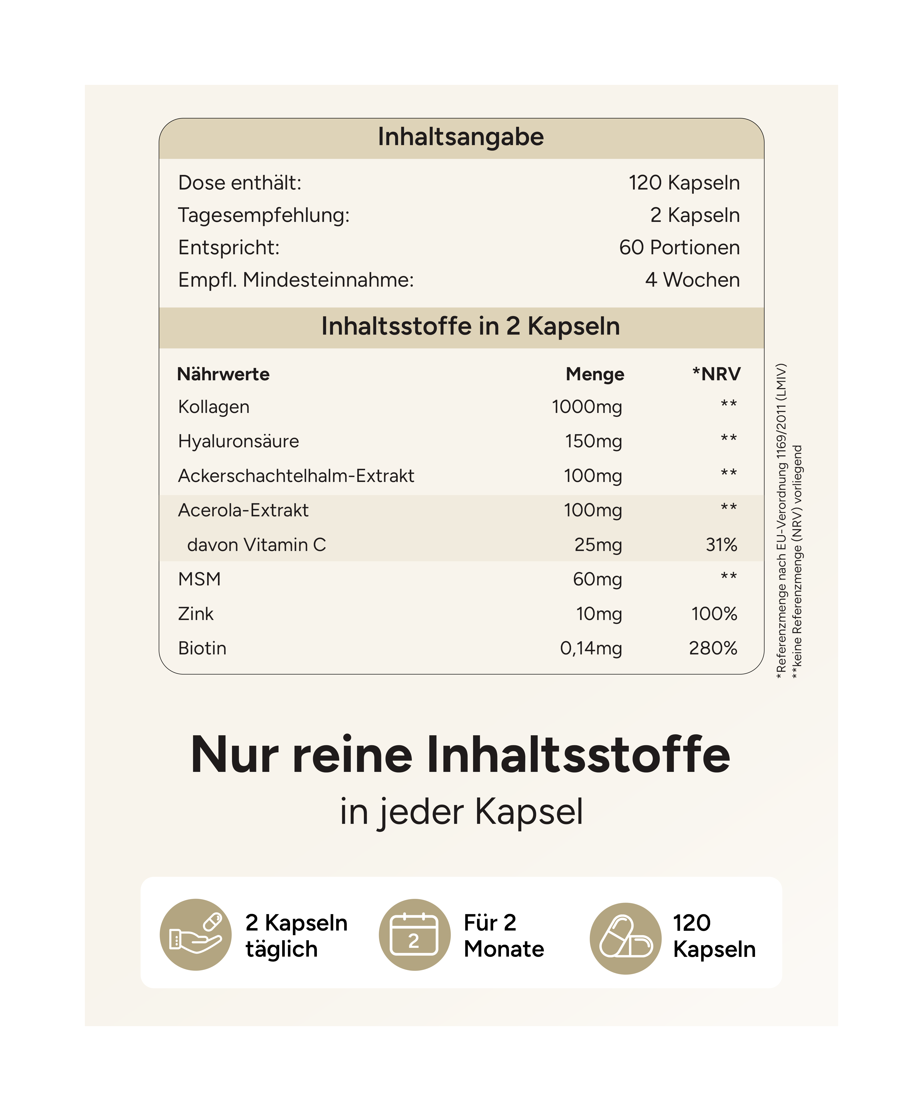 Kollagen, Hyaluron Komplex - mit Biotin Zink & Vitamin C