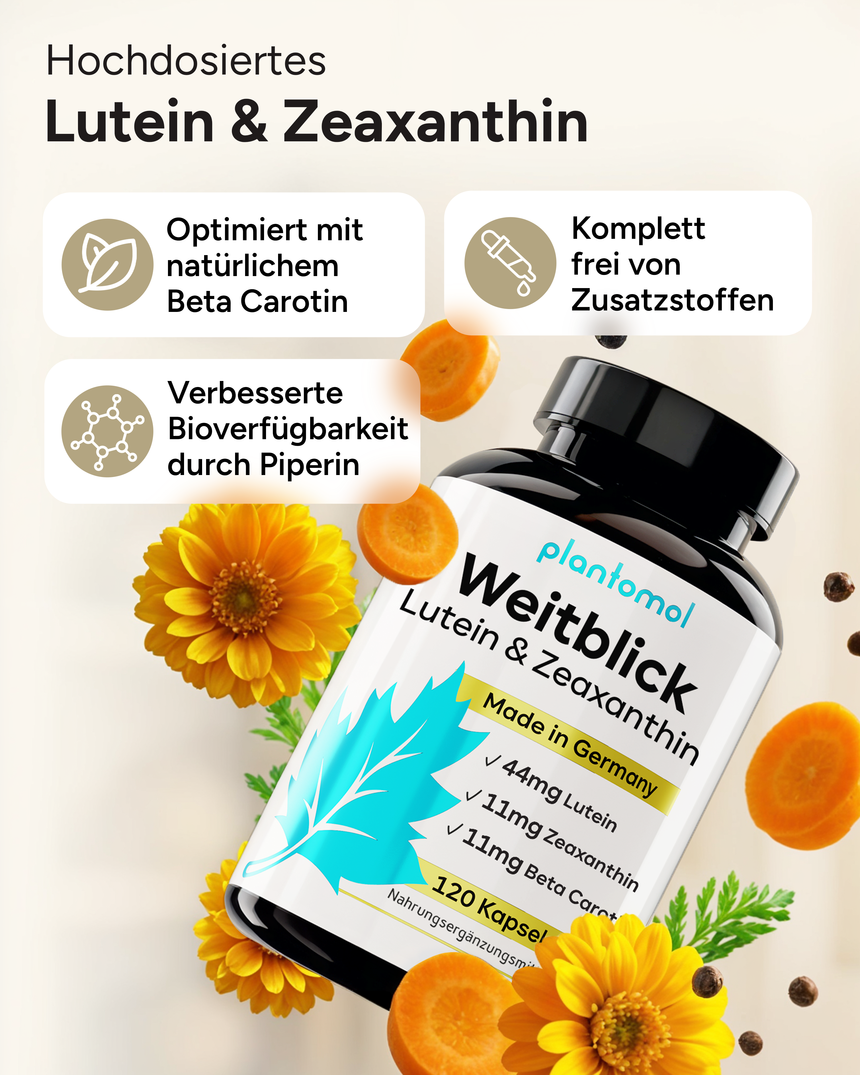 Weitblick - Augenvitamine mit 44mg Lutein und 11mg Zeaxanthin