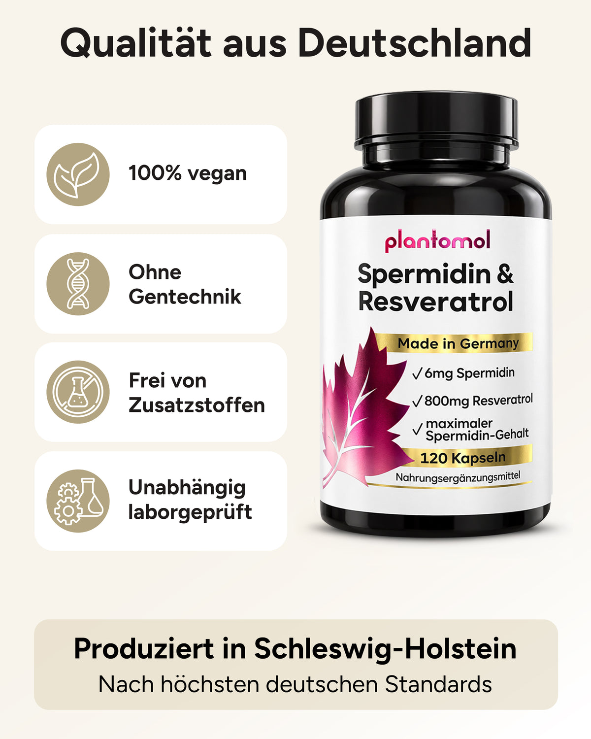 Spermidin-Resveratrol - 6mg Spermidin mit 800mg Trans-Resveratrol pro Tag