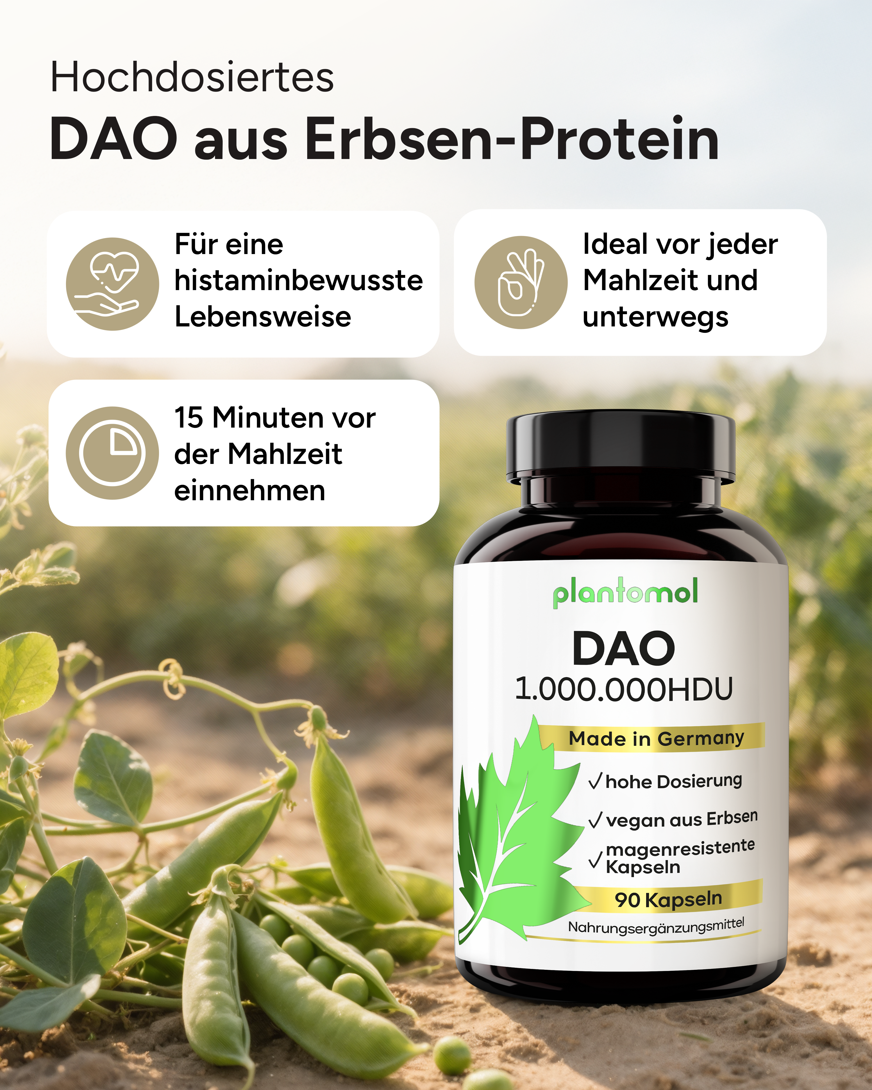 DAO aus Erbsenprotein - 1 Mio. HDU pro Kapsel