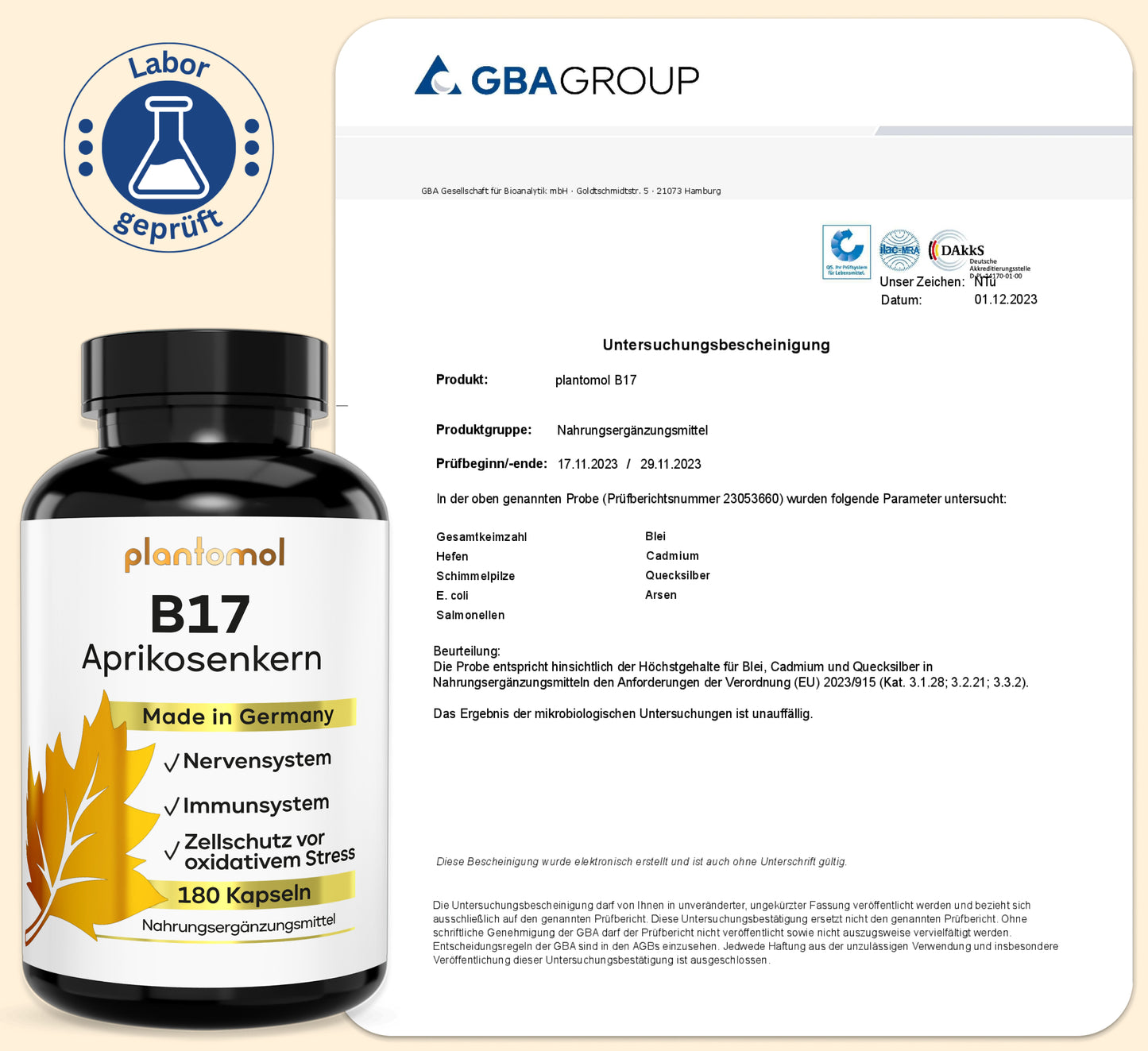 B17 - 1100mg Aprikosenkern-Extrakt pro Tag und Vitamin C