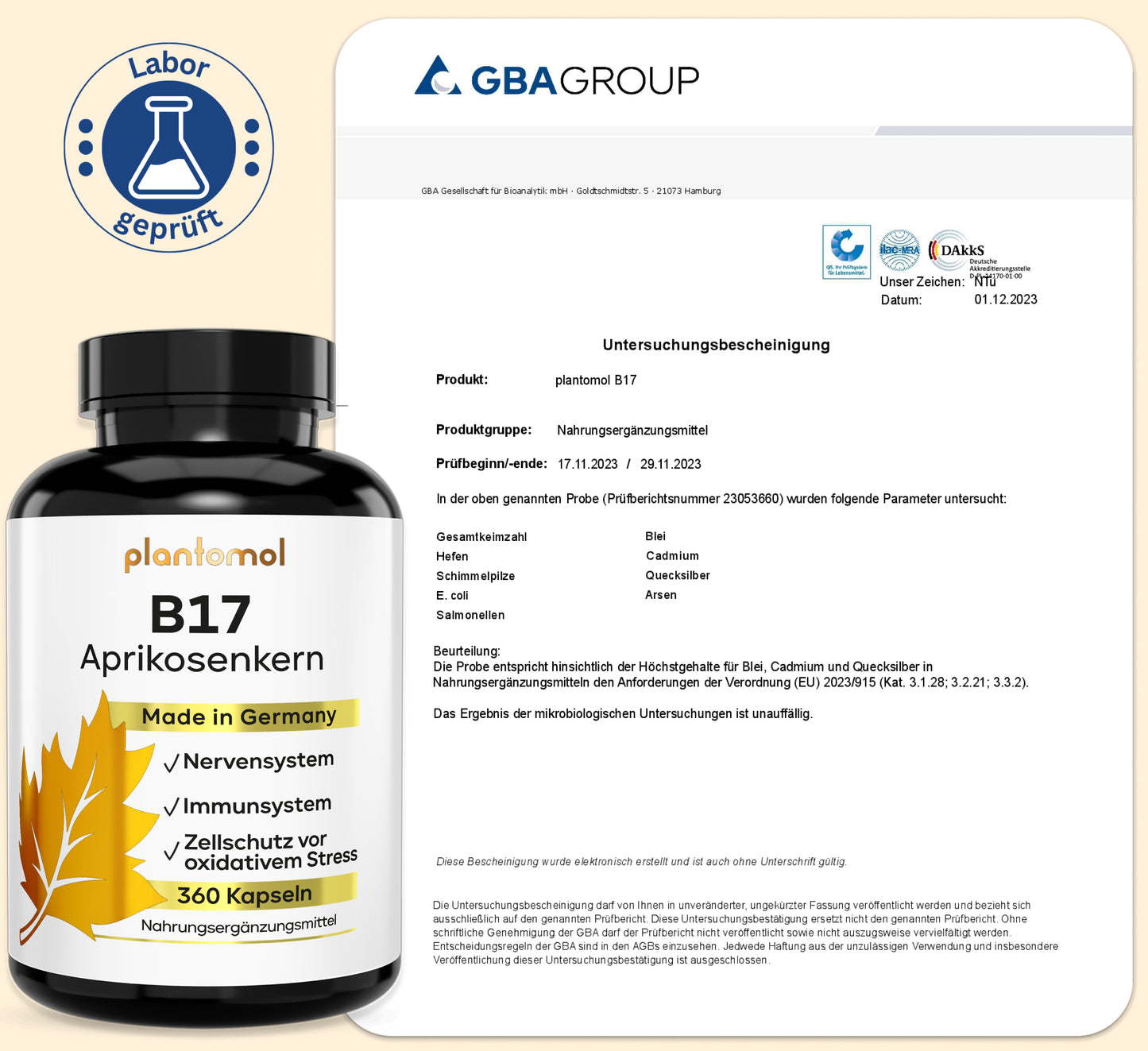 B17 - 1100mg Aprikosenkern-Extrakt pro Tag und Vitamin C