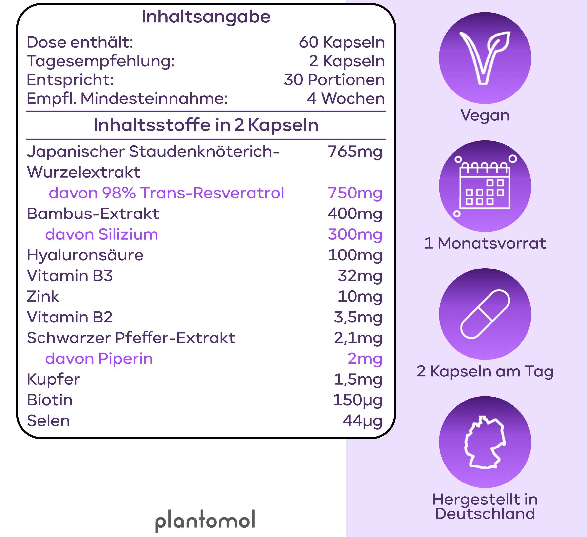 Resveratrol Komplex - 750mg Trans-Resveratrol pro Tag
