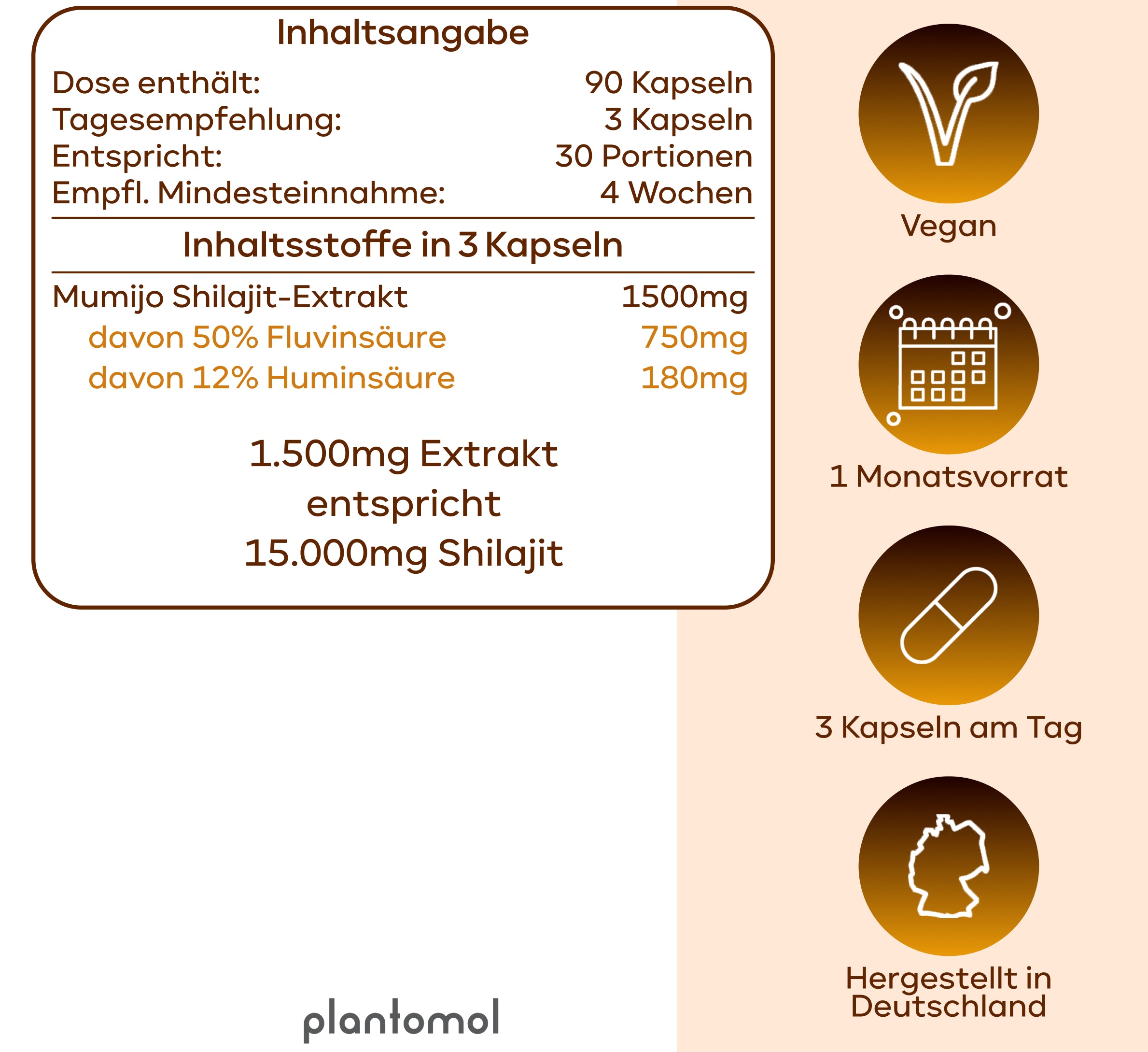 Shilajit Kapseln - 750mg Fluvinsäure & 180mg Huminsäure pro Tag