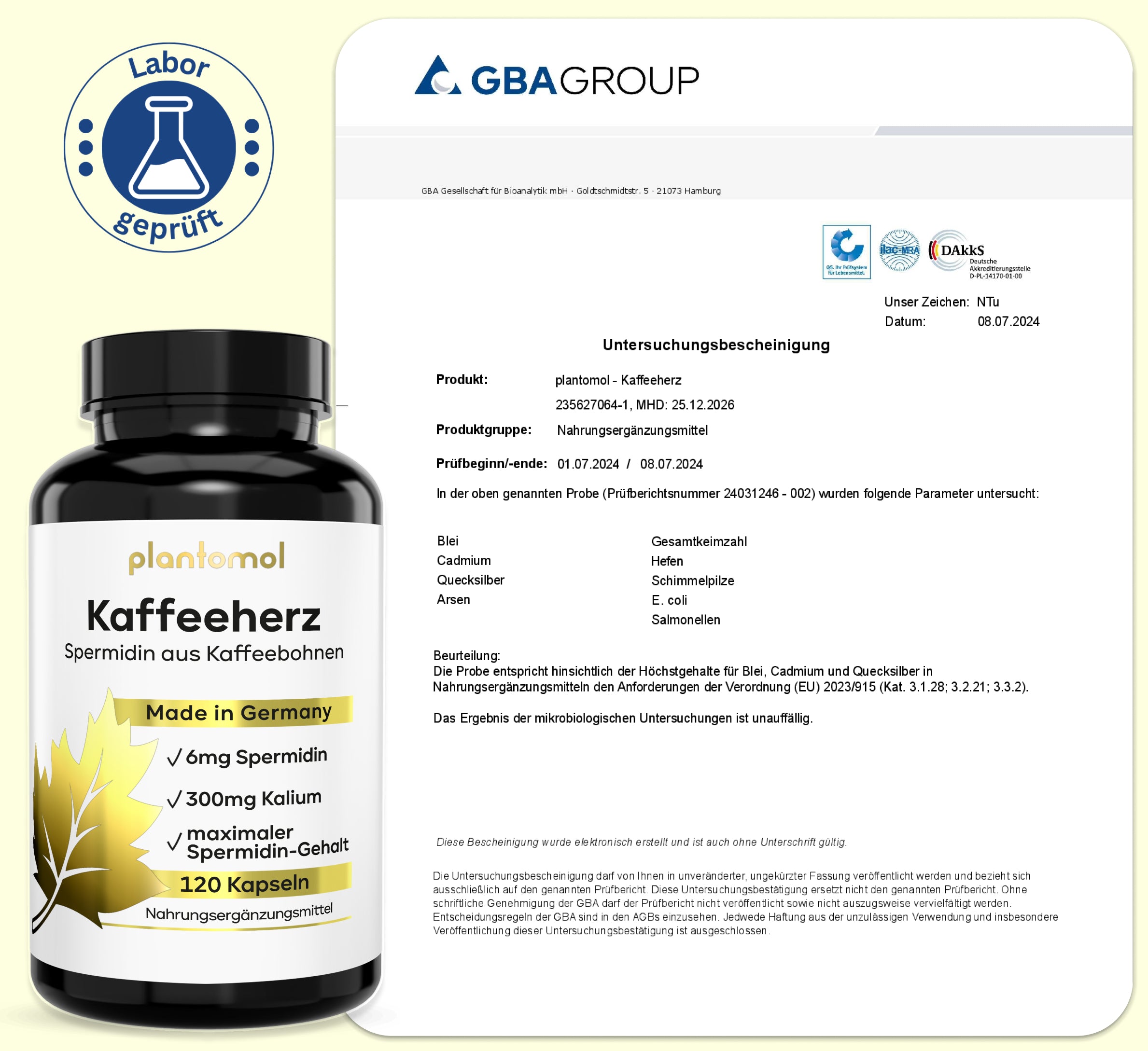 Spermidin Kaffeeherz - 6mg Spermidin mit 300mg Kalium pro Tag