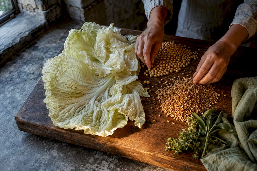Unverarbeitete Zutaten für natürliche Fermentation