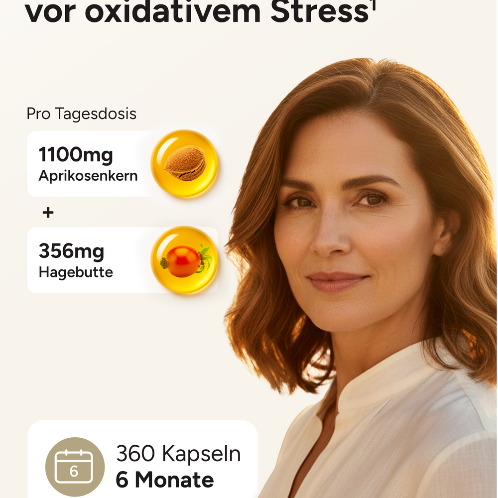 
                      
                        B17 - 1100mg Aprikosenkern-Extrakt pro Tag und Vitamin C
                      
                    