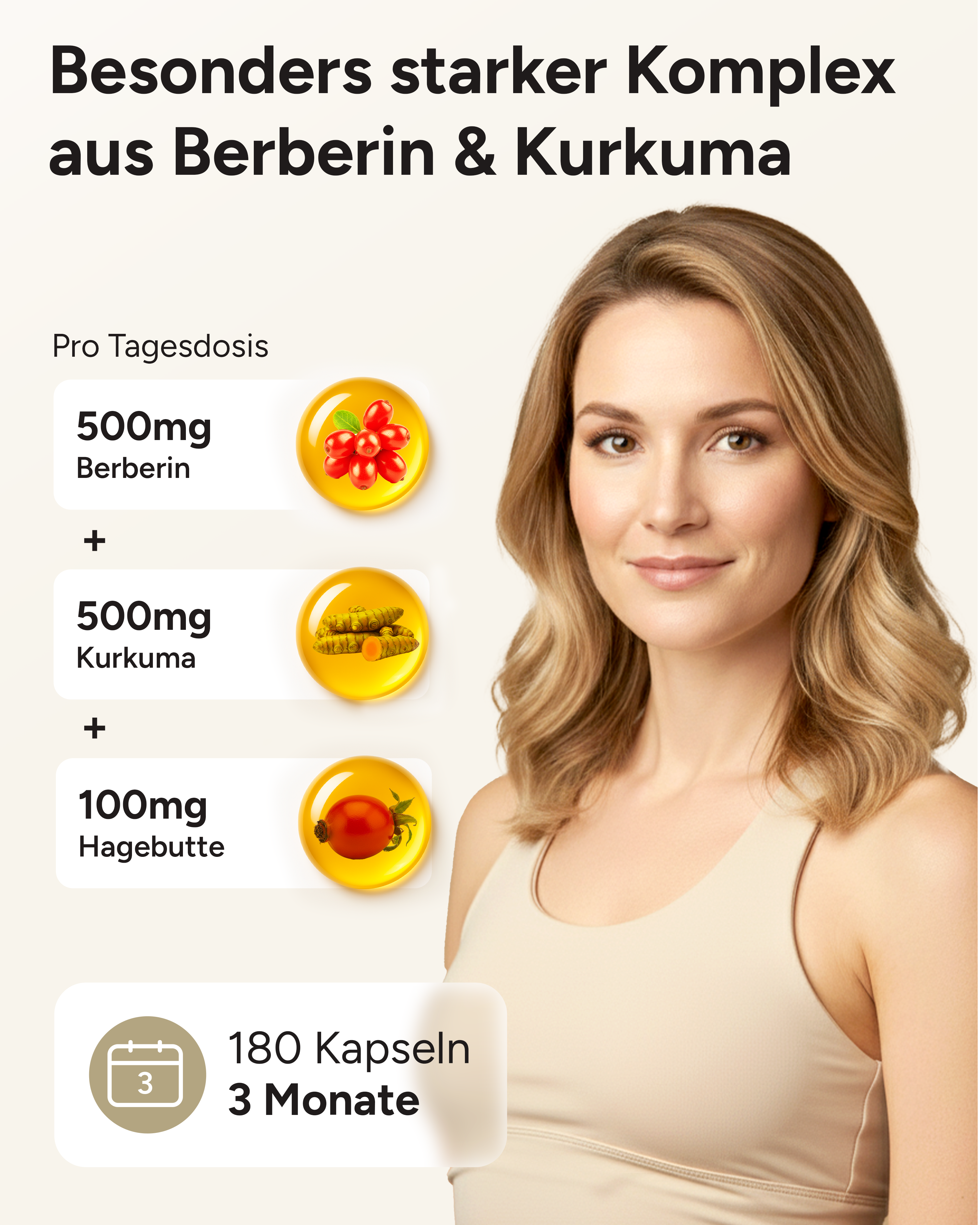 Berberin Kurkuma - 500mg Berberin und 500mg Kurkuma pro Tag