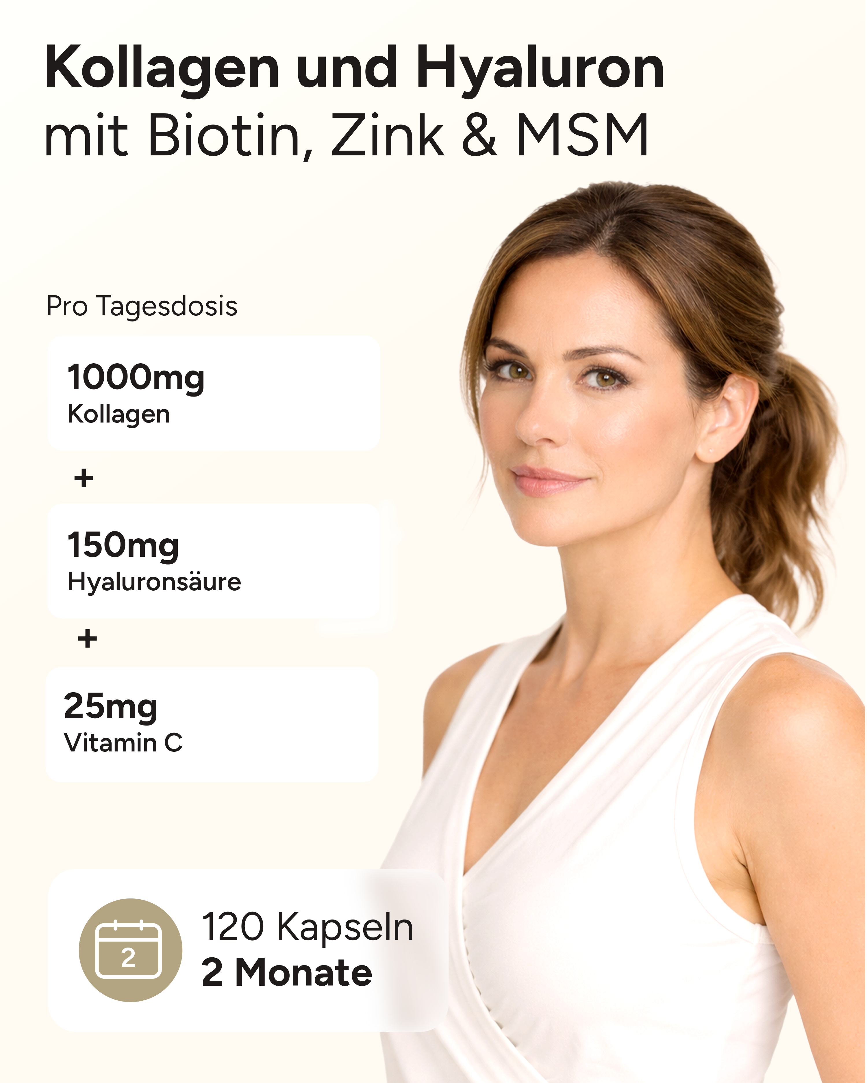 Kollagen, Hyaluron Komplex - mit Biotin Zink & Vitamin C
