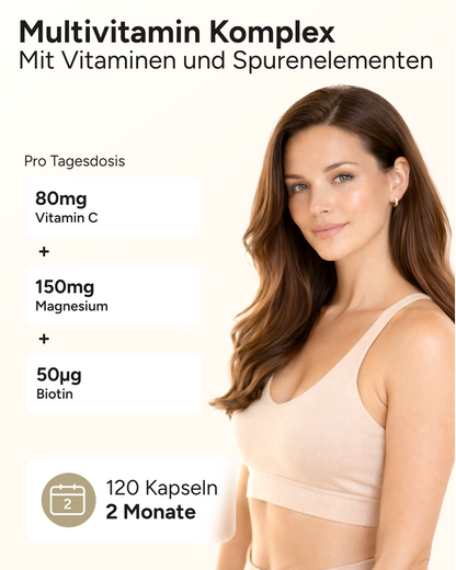 Multivitamin Komplex - 13 Vitamine, 7 Mineralien, Cholin & Inositol