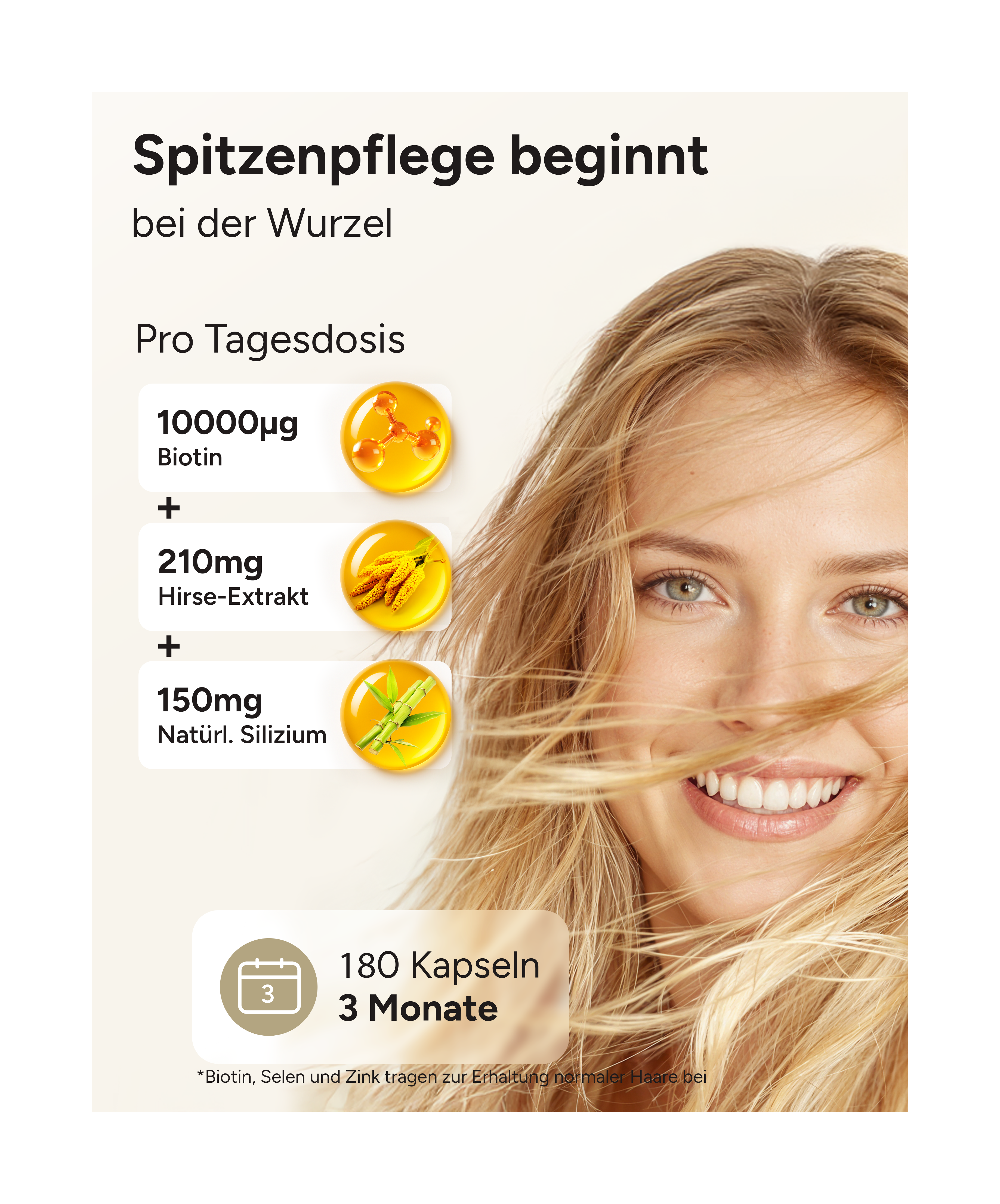Rapunzel Haar Vitamine - Biotin, Hirse & Silizium 180 Kapseln