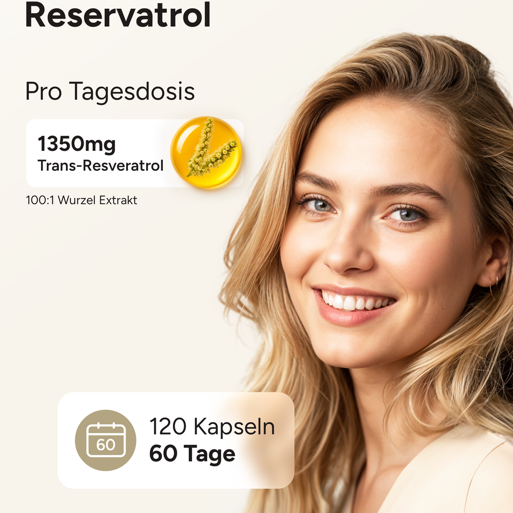 
                      
                        Resveratrol PLUS - 1350mg Trans-Resveratrol pro Tag
                      
                    