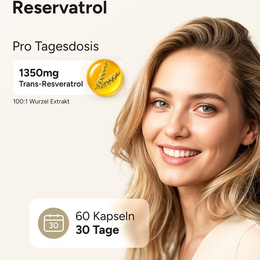 
                      
                        Resveratrol PLUS - 1350mg Trans-Resveratrol pro Tag
                      
                    