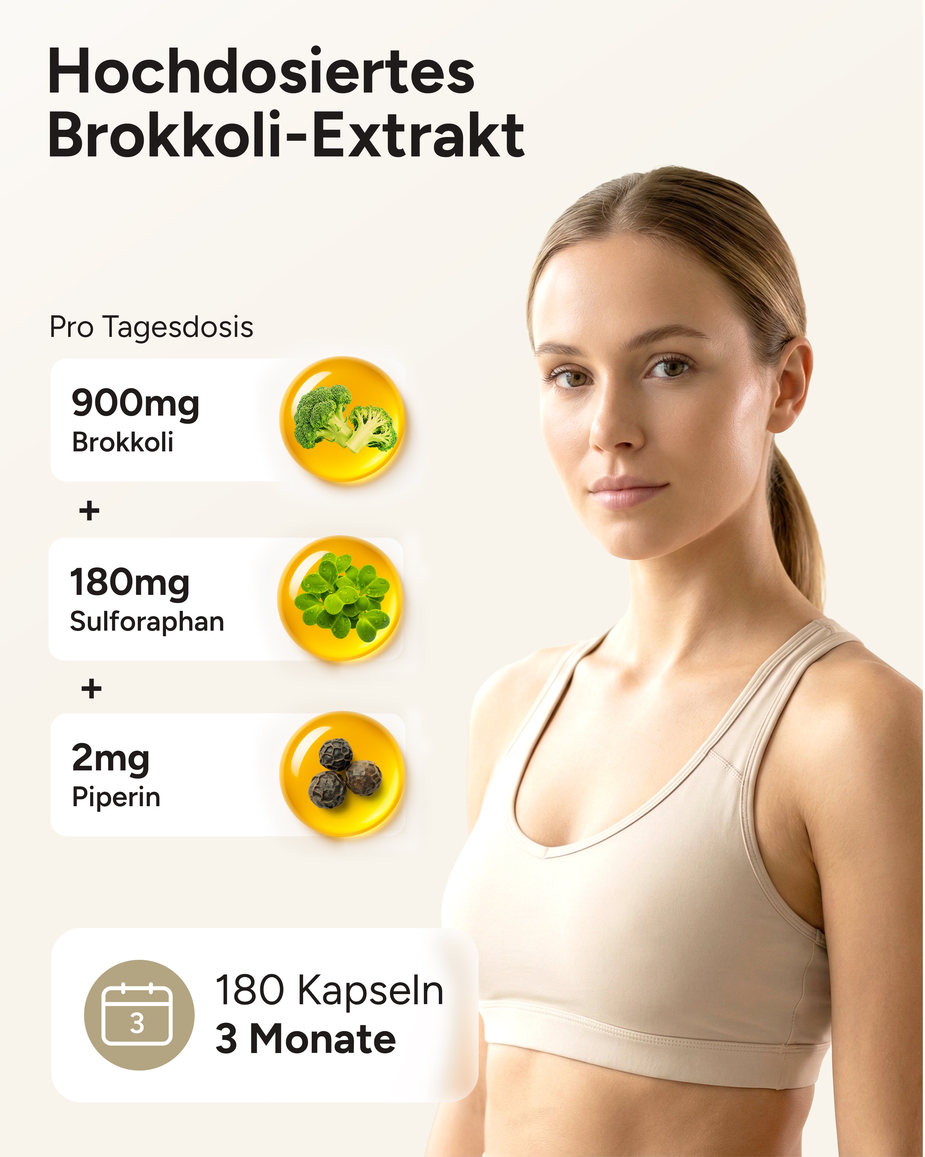 Brokkoli-Extrakt - mit 90mg Sulforaphan pro Kapsel