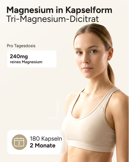Magnesium Citrat - 500mg als Tri-Magnesium-Dicitrat pro Kapsel