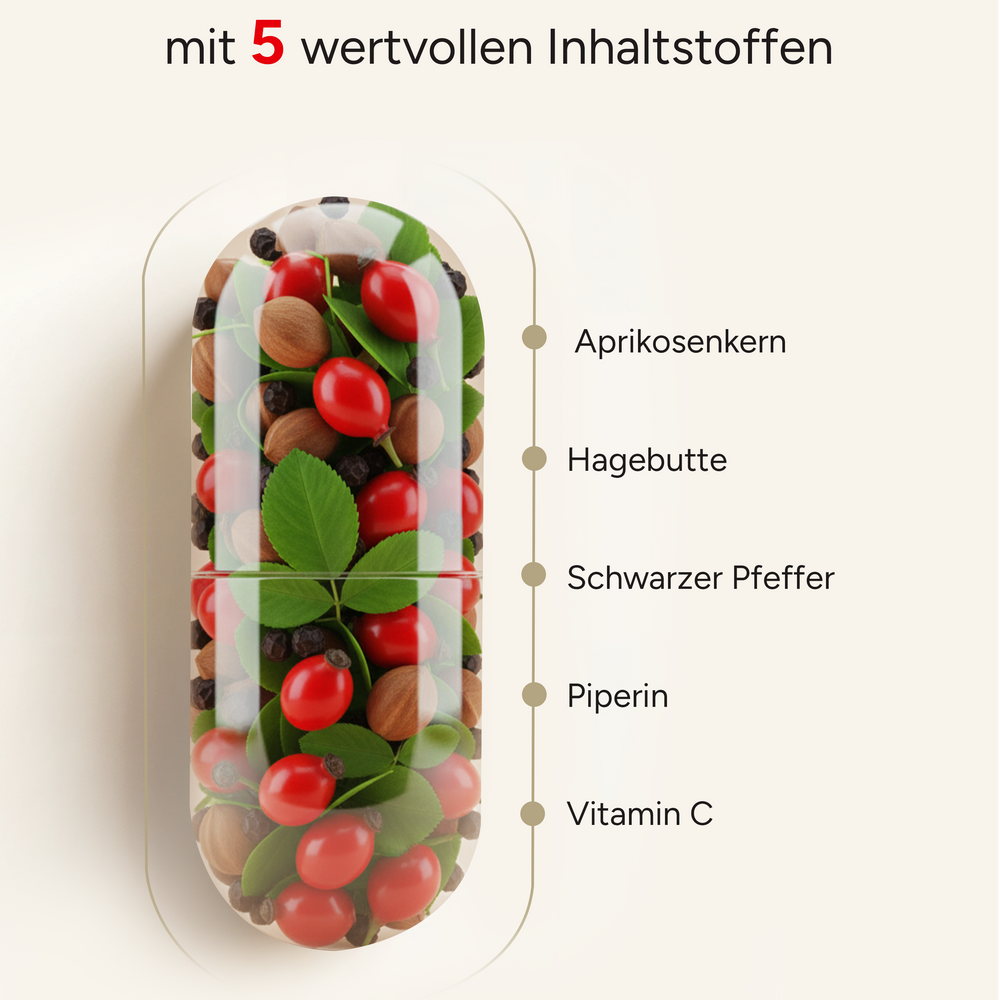 
                      
                        B17 - 1100mg Aprikosenkern-Extrakt pro Tag und Vitamin C
                      
                    