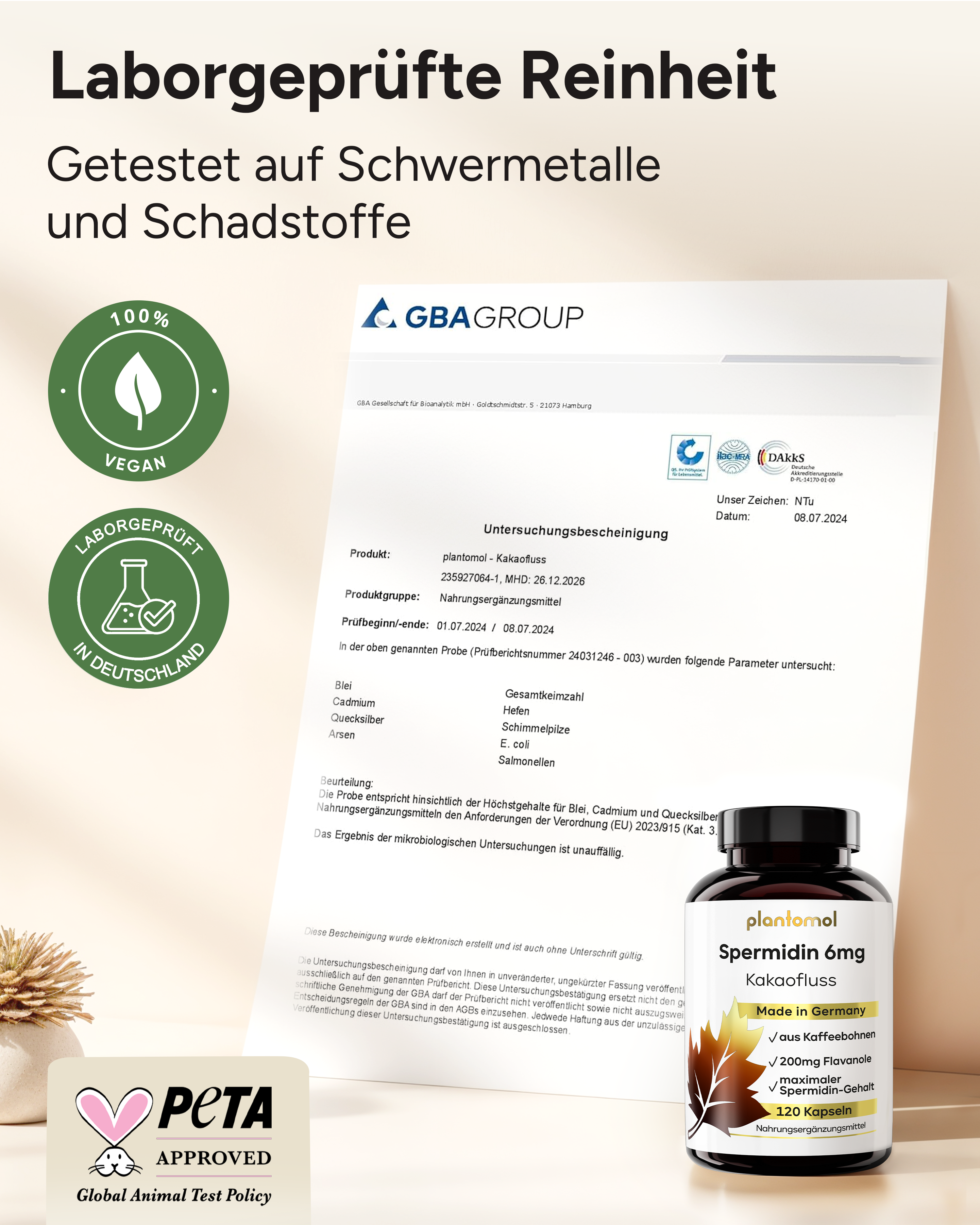 Spermidin Kakaofluss - 6mg Spermidin mit 200mg Kakaoﬂavanole pro Tag