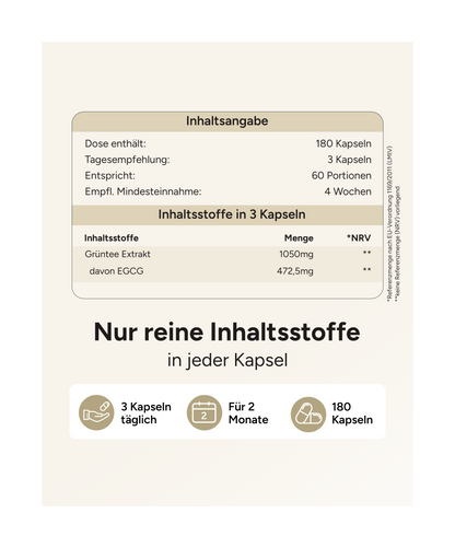 Grüner Tee Extrakt - 472,5mg pro Tag