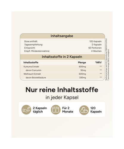 Kurkuma Weihrauch - 330mg Boswellinsäure & 30mg Curcumin pro Tag