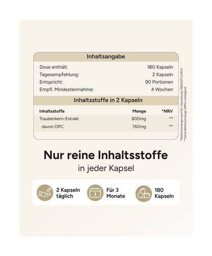 OPC aus Traubenkernen - 760mg pro Tag
