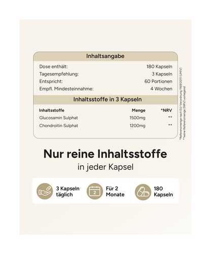 Glucosamin mit Chondroitin - 1500mg und 1200mg pro Tag