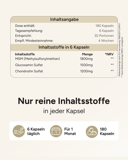 Glucosamin,Chondroitin & MSM - 1500mg, 1200mg & 1800mg pro Tag