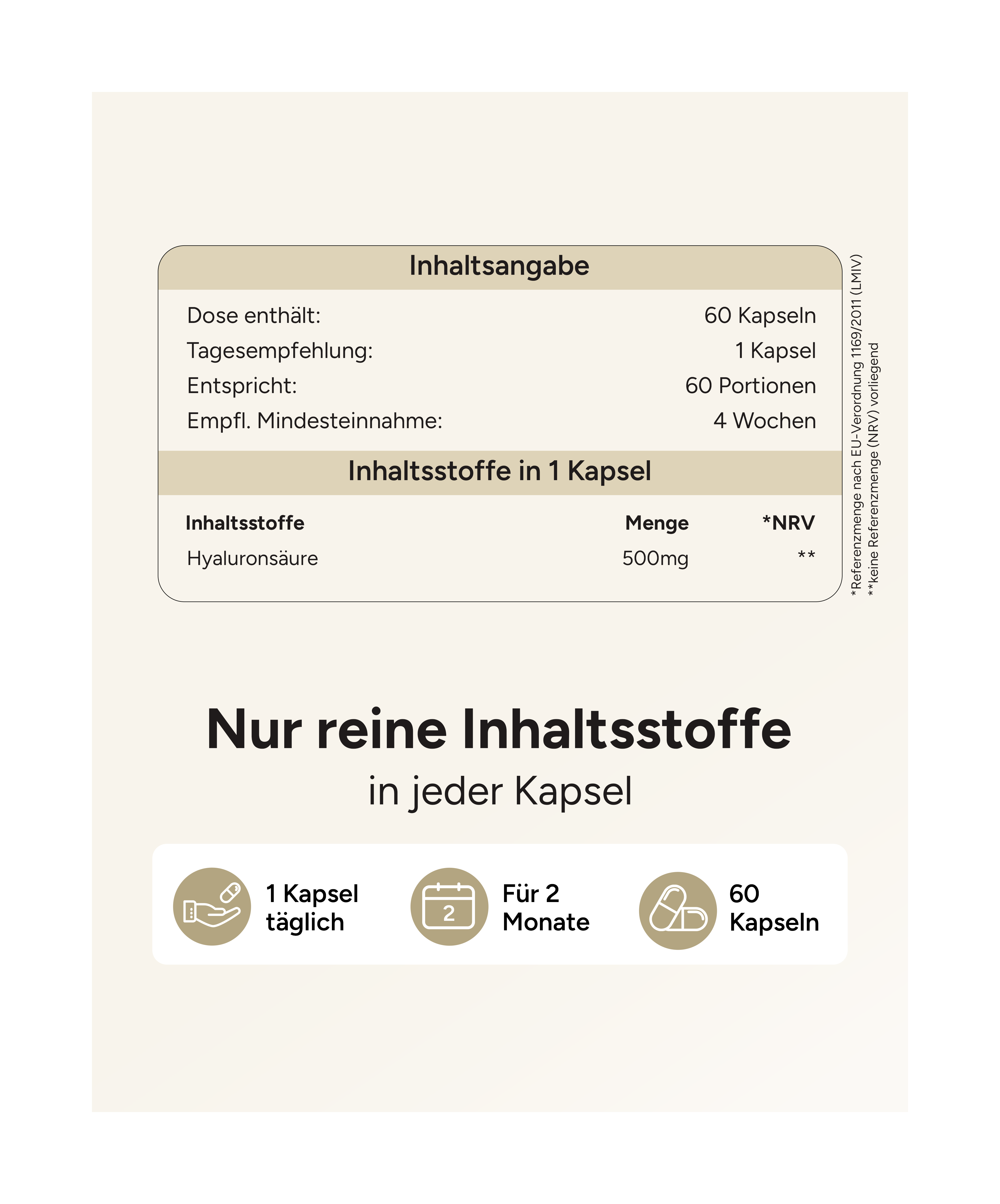 Hyaluronsäure - 500mg pro Kapsel