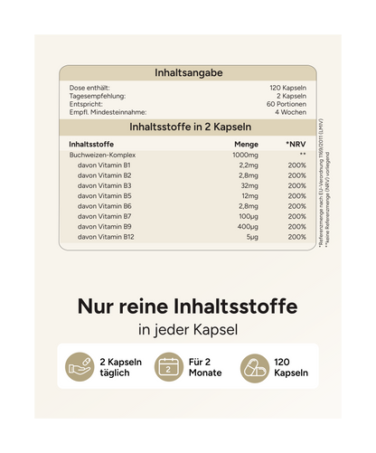 Vitamin B-Komplex - aus 1000mg Buchweizenextrakt
