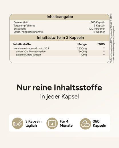 Lions Mane - Löwenmähnenpilz 30:1 Extrakt