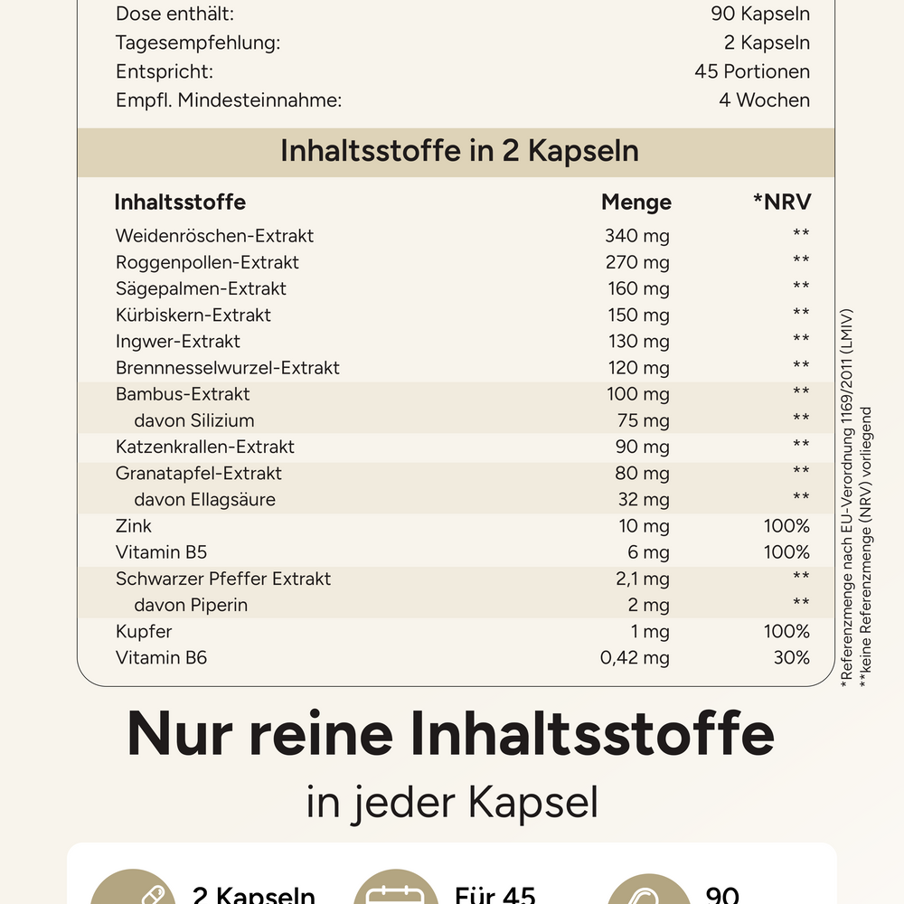 
                      
                        Prosta PLUS - mit Weidenröschen-, Roggenpollen-und Sägepalmen-Extrakt
                      
                    