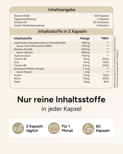 Resveratrol Komplex  - 750mg Trans-Resveratrol pro Tag