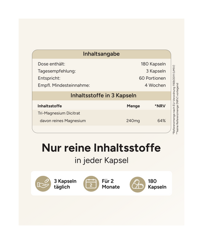 Magnesium Citrat - 500mg pro Kapsel