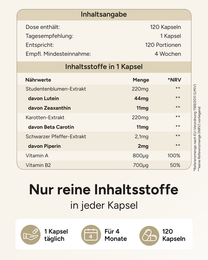 Weitblick - Augenvitamine mit 44mg Lutein und 11mg Zeaxanthin