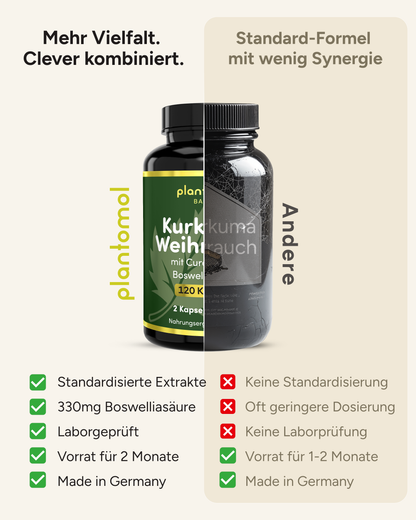 Kurkuma Weihrauch - 330mg Boswellinsäure & 30mg Curcumin pro Tag
