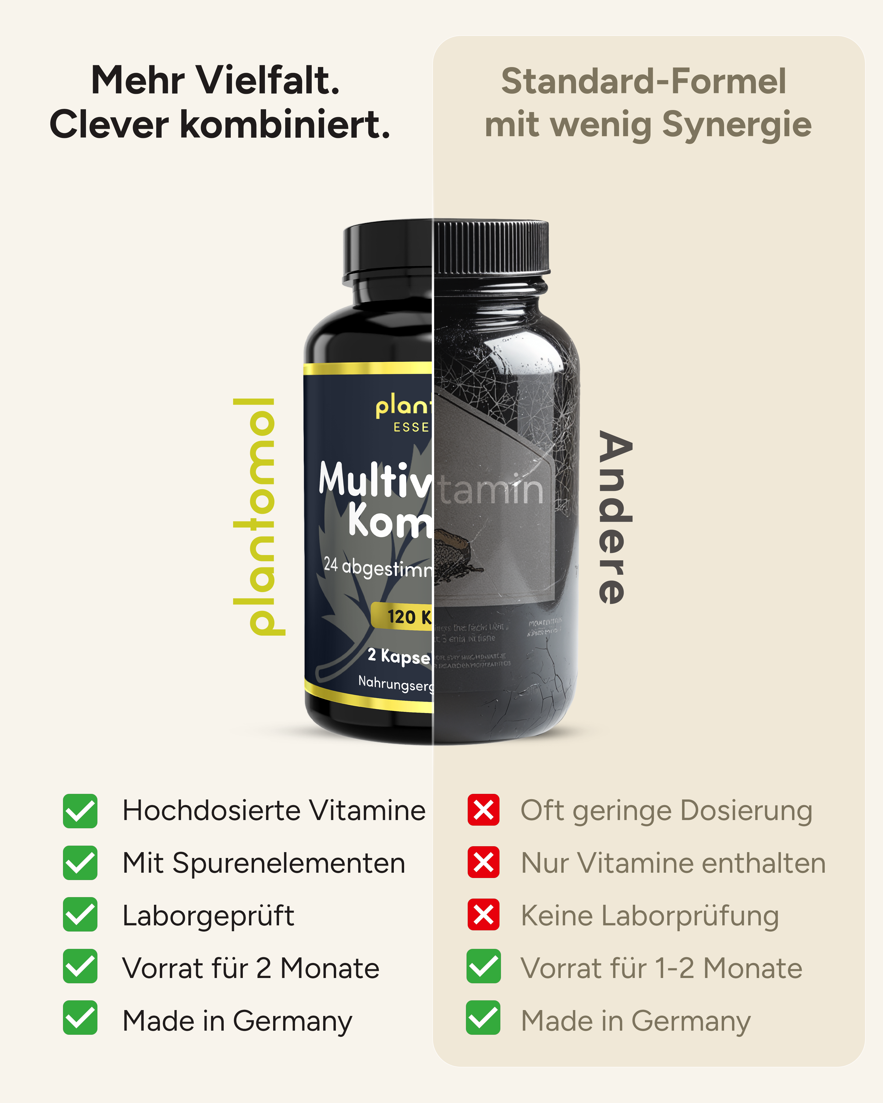 Multivitamin Komplex - 13 Vitamine, 7 Mineralien, Cholin & Inositol