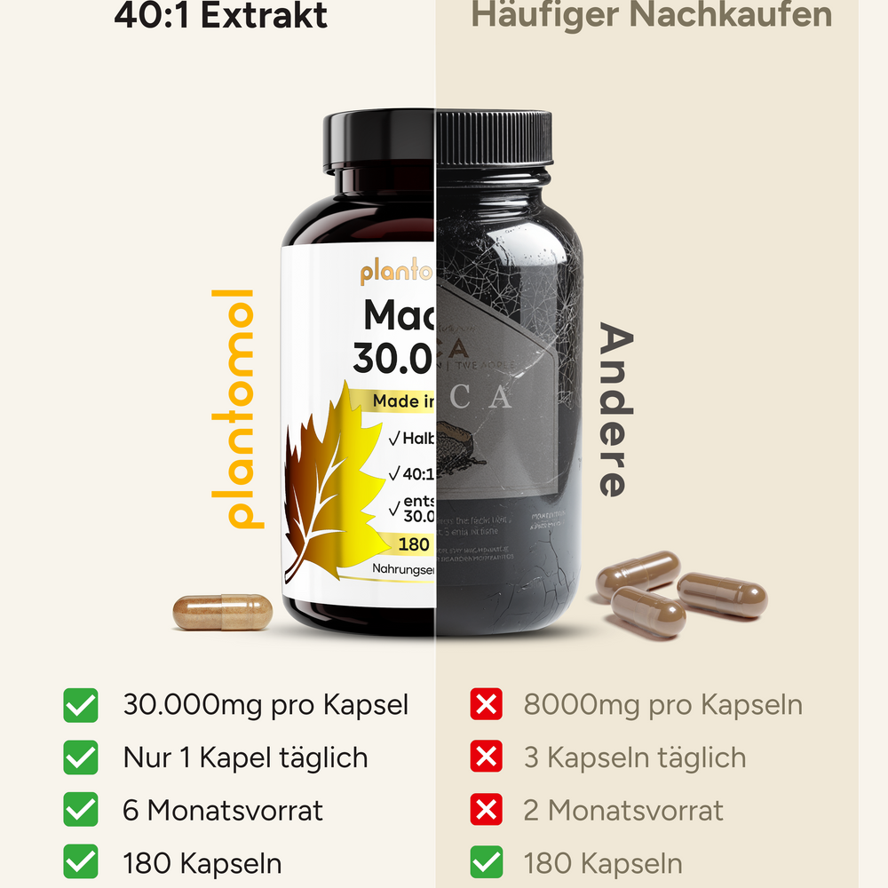 
                      
                        Maca 30.000 - 750mg Maca 40:1 Extrakt pro Kapsel
                      
                    