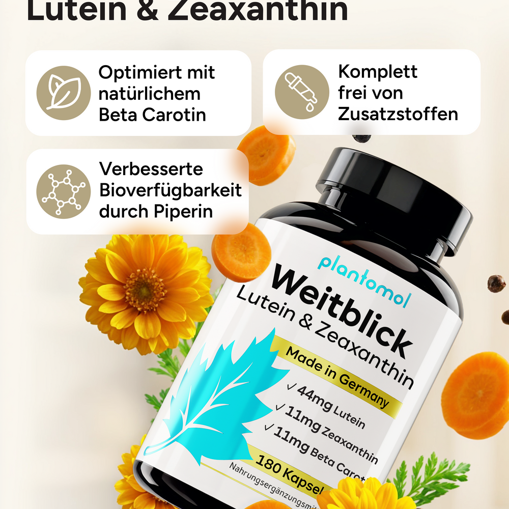 
                      
                        Weitblick - Augenvitamine mit 44mg Lutein und 11mg Zeaxanthin
                      
                    