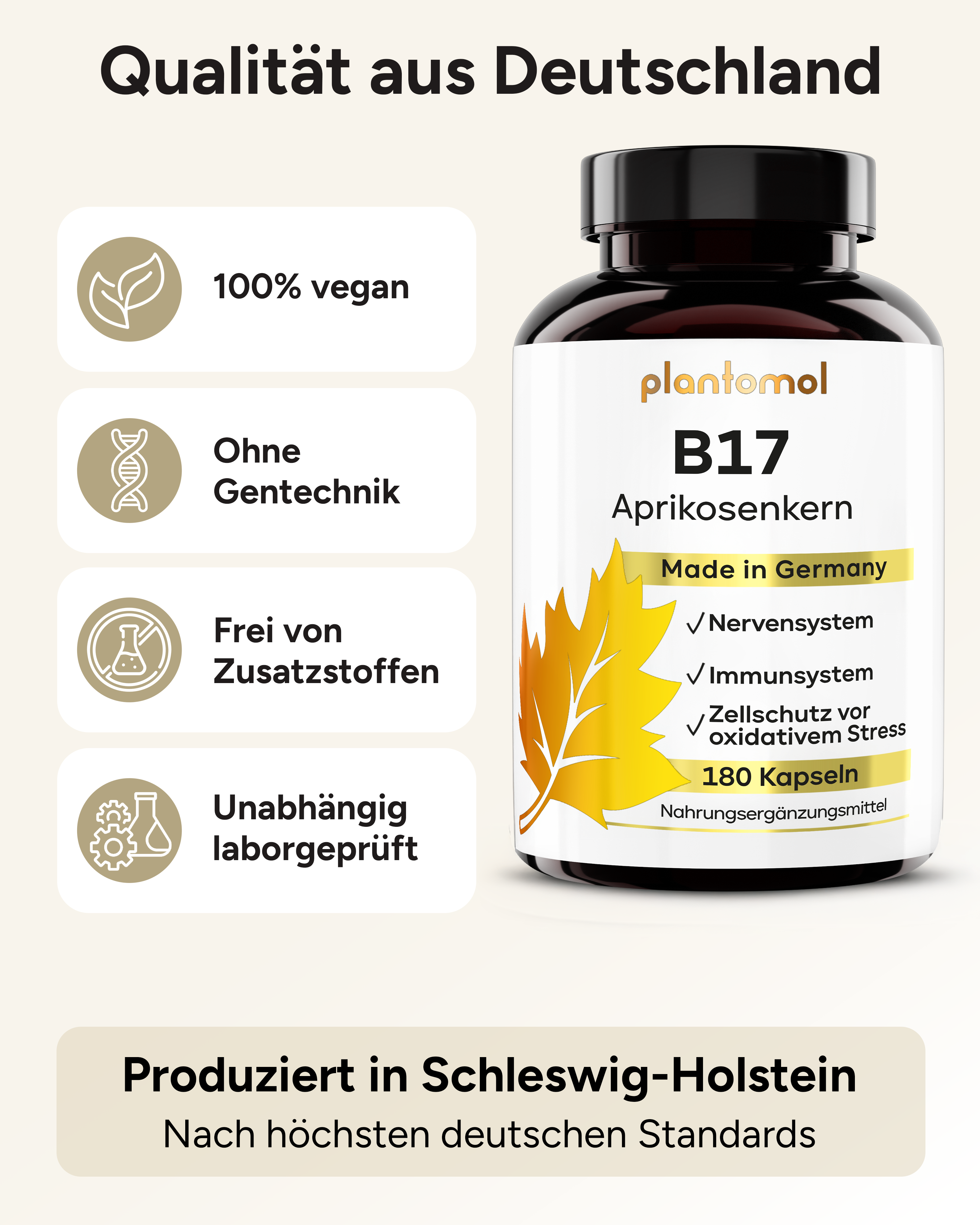 B17 - 1100mg Aprikosenkern-Extrakt pro Tag und Vitamin C