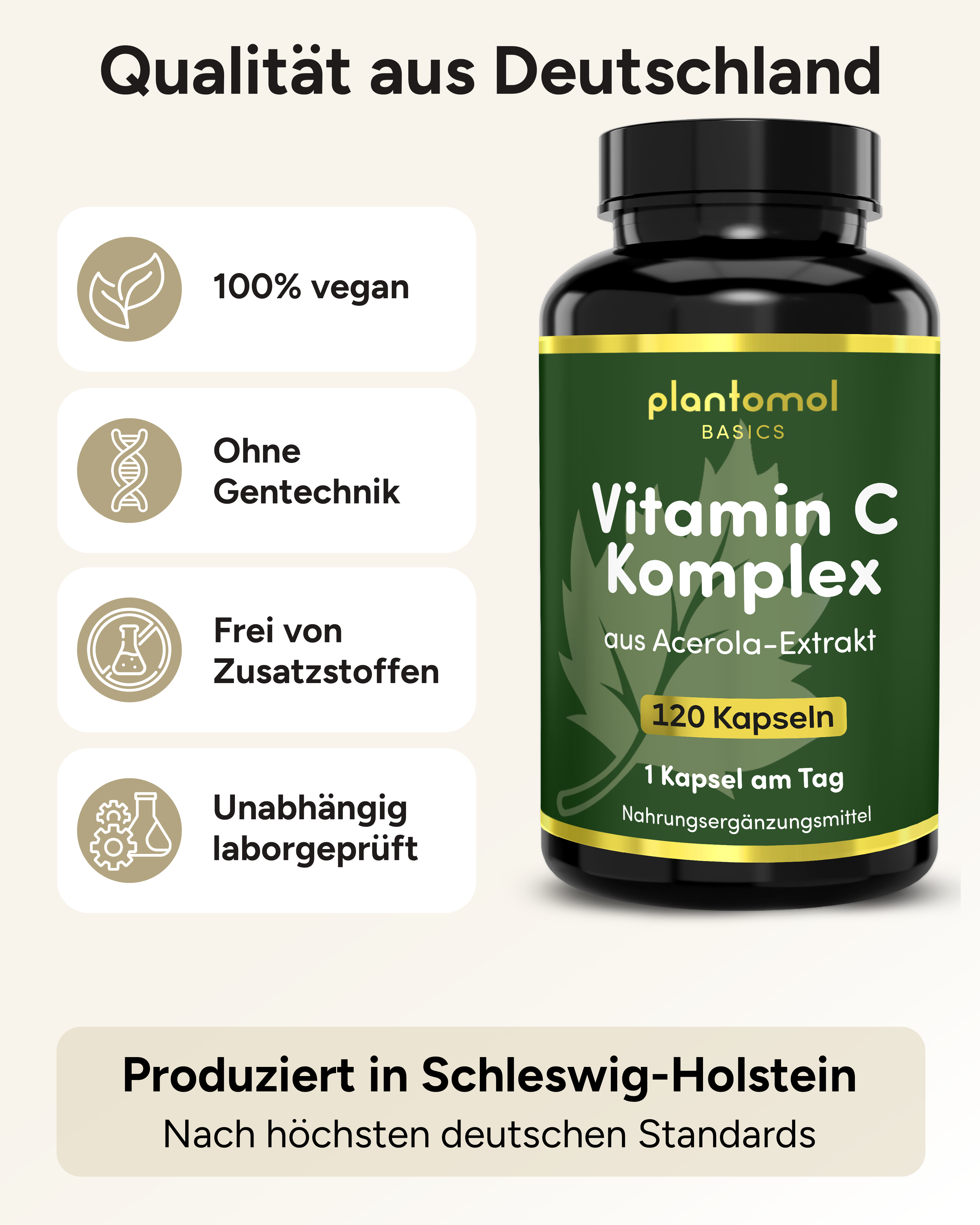 Vitamin C - 162,5mg pro Kapsel aus Acerola-Extrakt