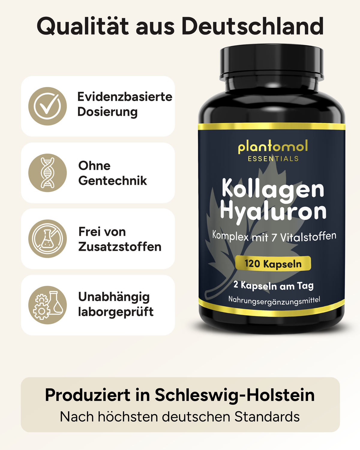 Kollagen, Hyaluron Komplex - mit Biotin Zink & Vitamin C