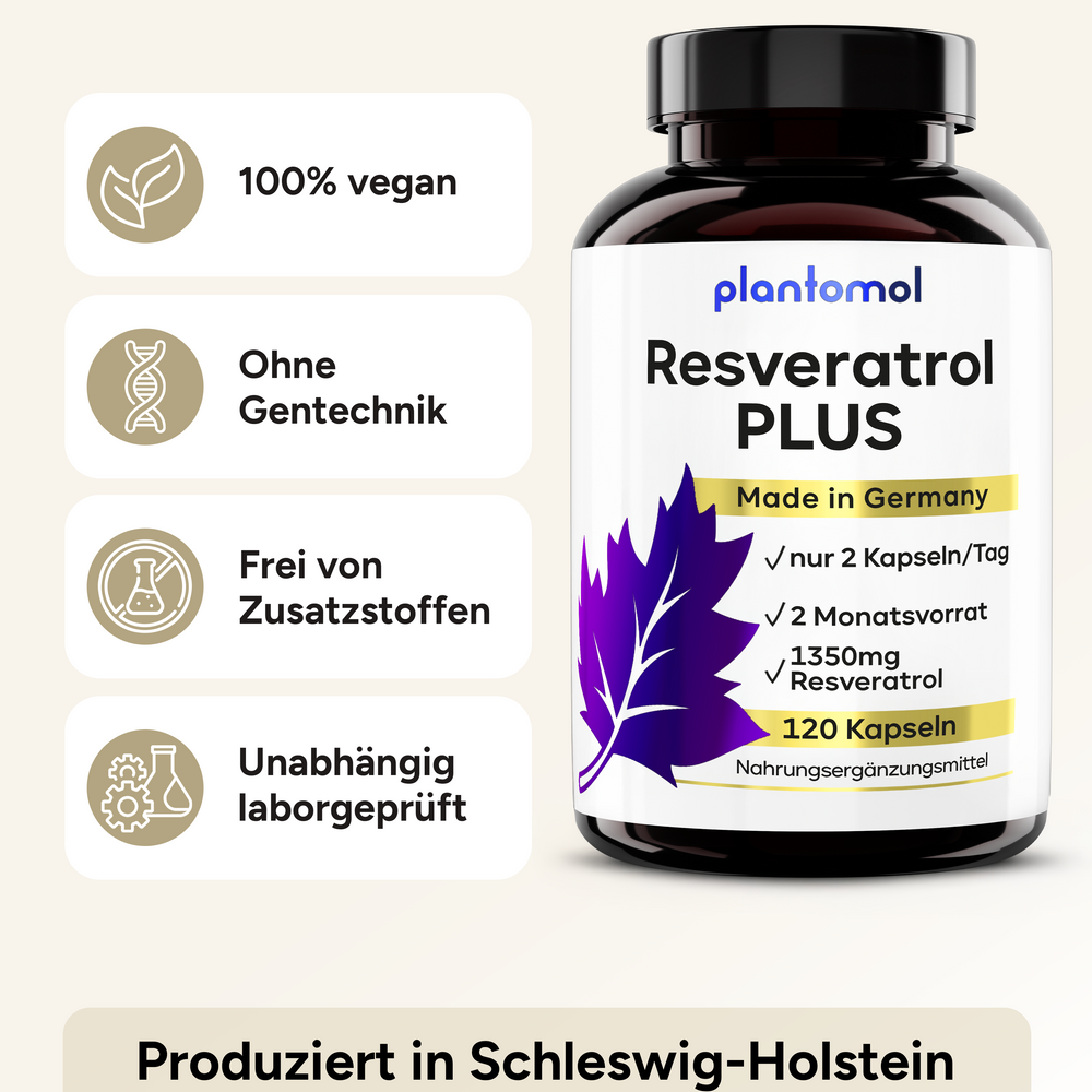 
                      
                        Resveratrol PLUS - 1350mg Trans-Resveratrol pro Tag
                      
                    