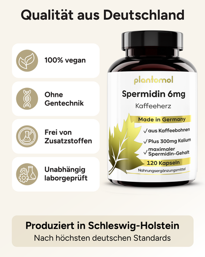 Spermidin Kaffeeherz - 6mg Spermidin mit 300mg Kalium pro Tag