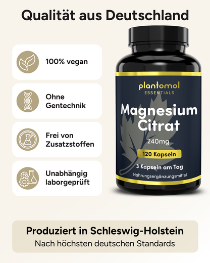 Magnesium Citrat - 500mg als Tri-Magnesium-Dicitrat pro Kapsel