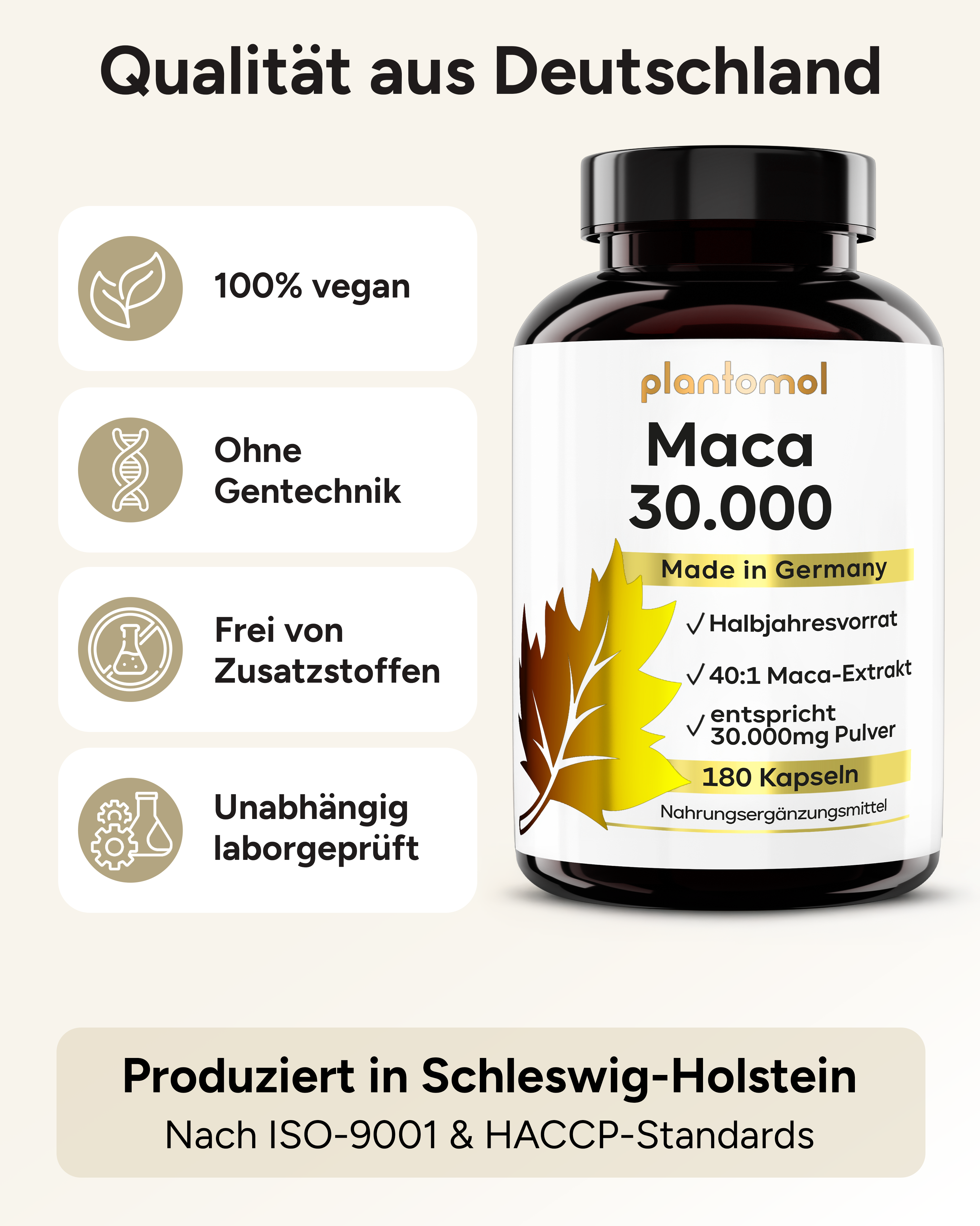 Maca 30.000 - 750mg Maca 40:1 Extrakt pro Kapsel