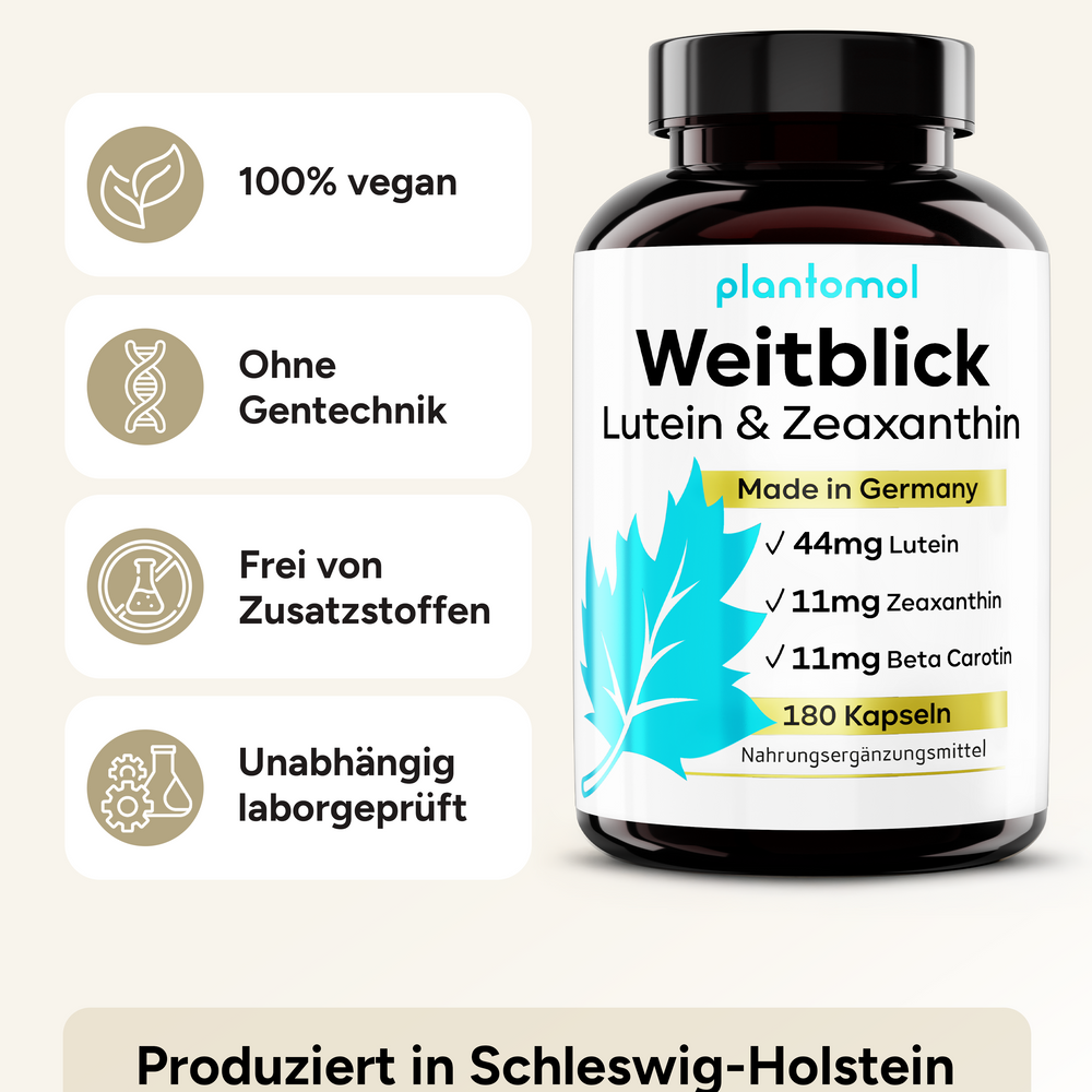 
                      
                        Weitblick - Augenvitamine mit 44mg Lutein und 11mg Zeaxanthin
                      
                    